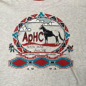 1993 National Appaloosa Horse Show Sz L Shirt Oklahoma City 2 Tone Sleeve Collar